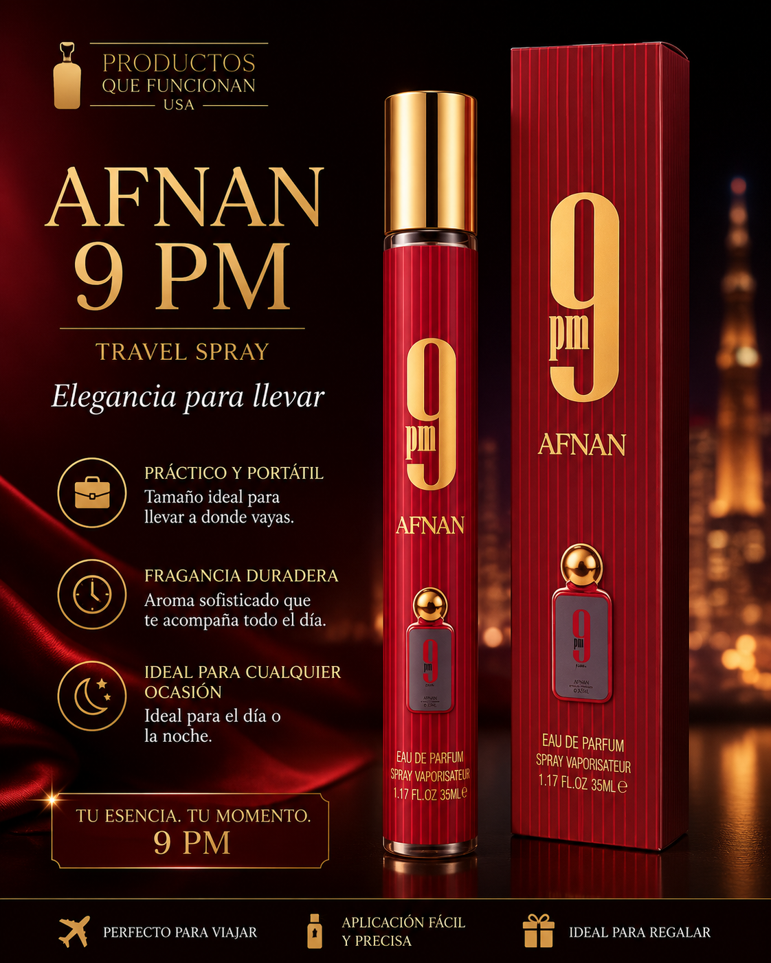 Afnan 9 PM Travel Spray Eau de Parfum 35 ml